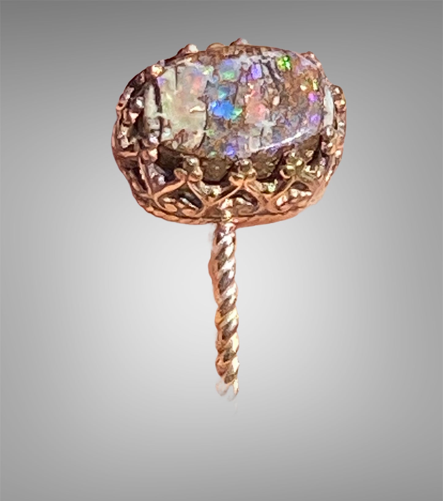 Queensland Boulder Opal Ring 14K Gold Filled Handmade Size 7.75