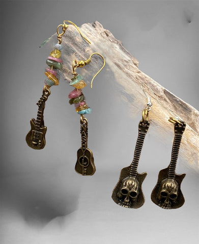 Steampunk Guitar Earrings