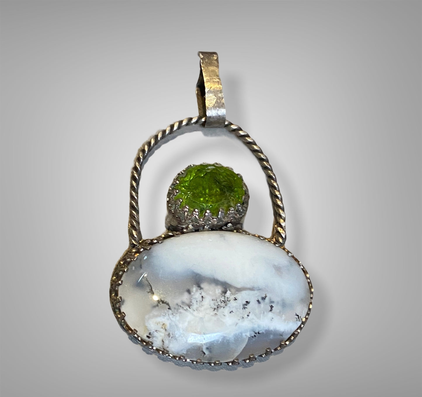 Peridot and Opal Dendrite Pendant