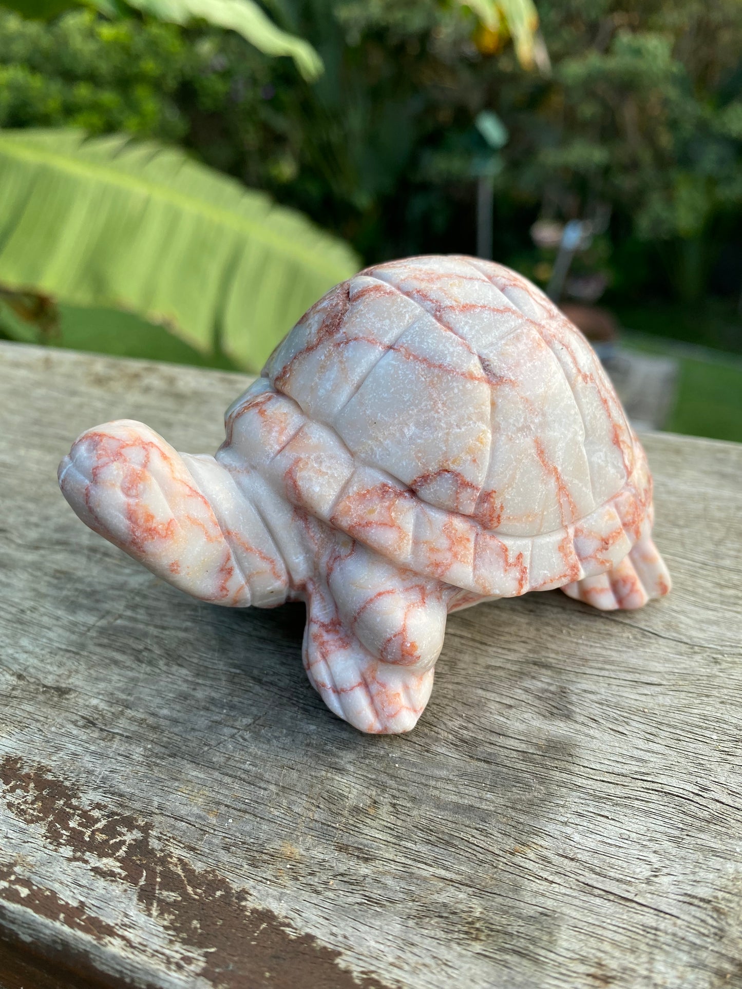 Red Banded Calcite Turtle Carving
