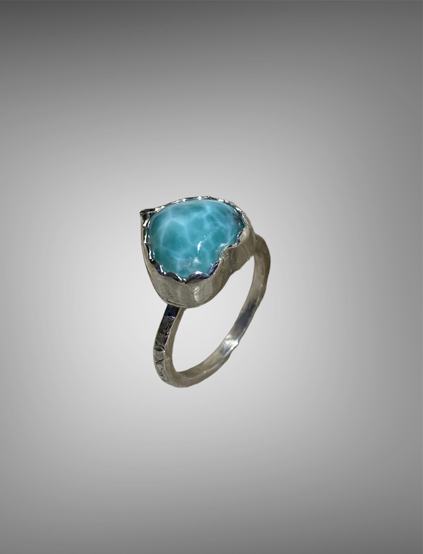 Handmade Larimar Heart Ring