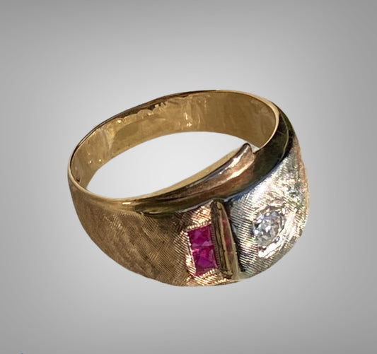 Vintage 10K Gold Diamond and Ruby Ring sold