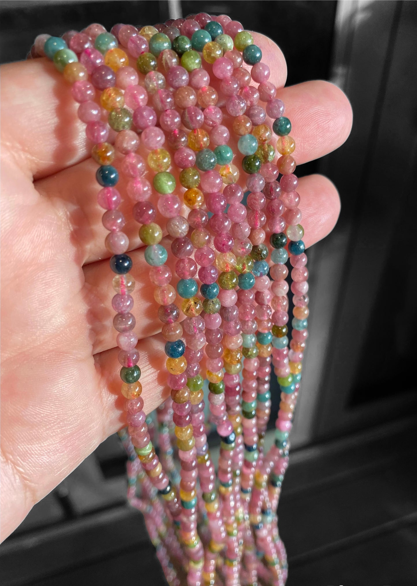 Multicoloured Natural Rainbow Tourmaline Bead necklace/bracelet