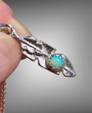 Silver Sand Cast Feather with Opal Doublet Pendant