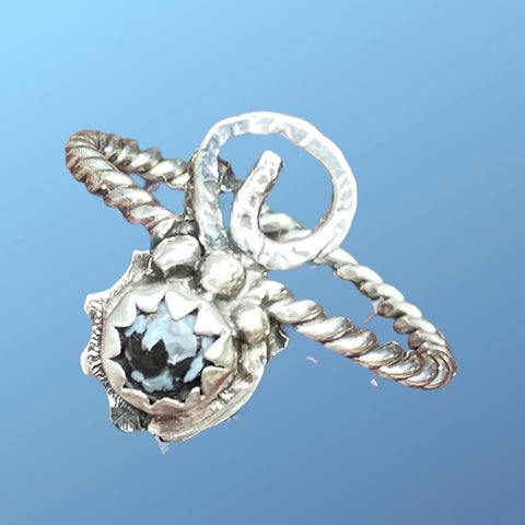 Handmade Pretty Snowflake Obsidian Ring