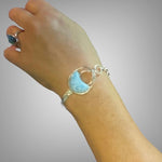Artisan Cuff made from a Vintage Sterling Towle Spoon set with a Larimar Crescent Moon