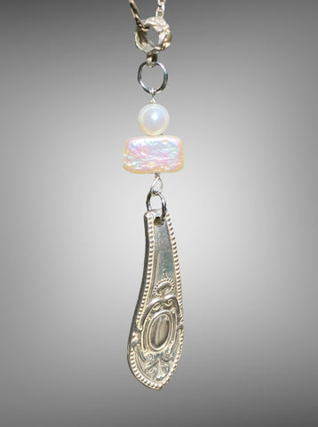Vintage Spoon Handle And Pearl Pendant SOLD