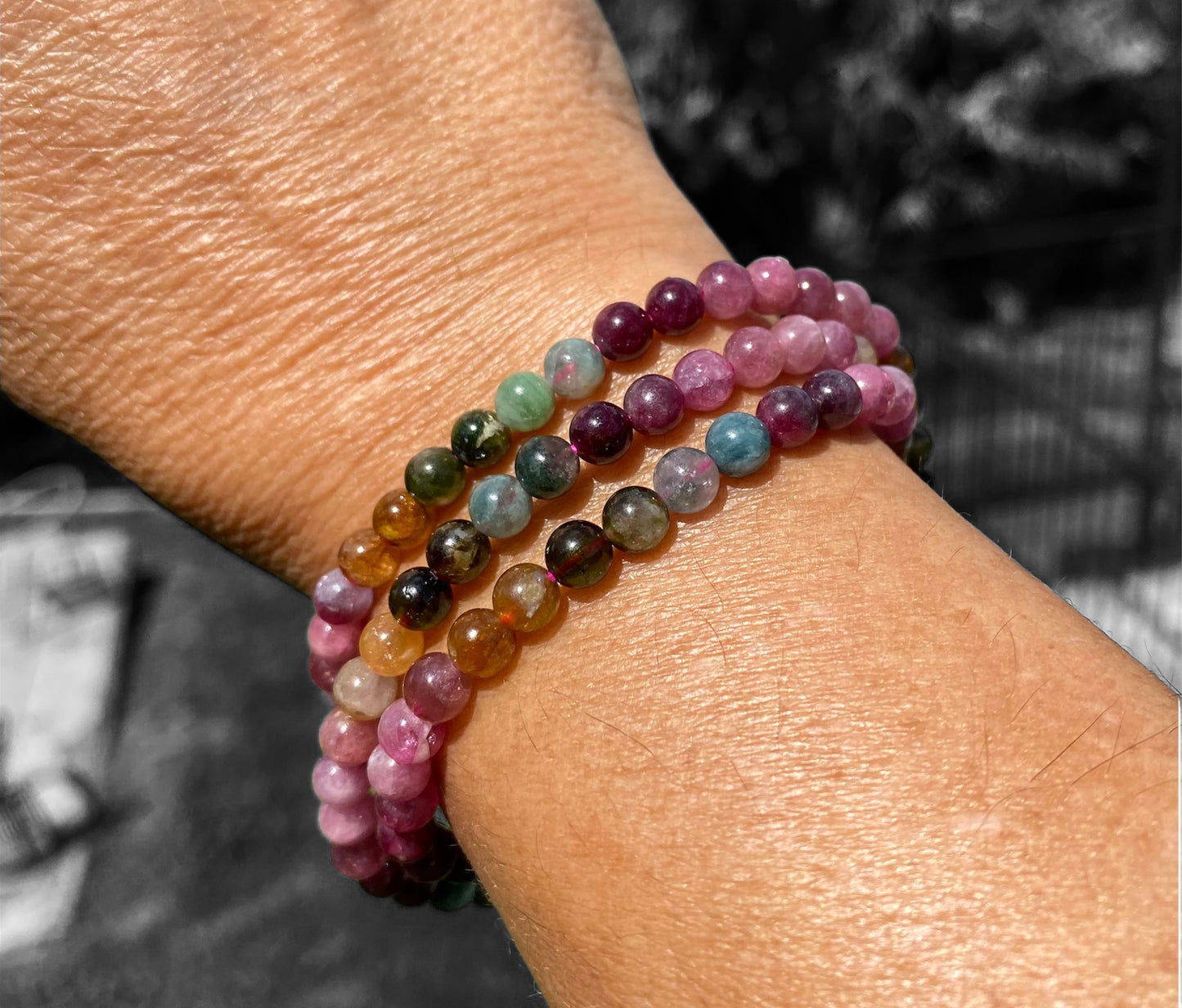 Multicoloured Natural Rainbow Tourmaline Bead necklace/bracelet