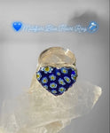Handmade Millefiori Glass Blue Heart Ring