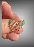 Vintage 3 Band Emerald and Diamond Harem Ring 14K Yellow Gold