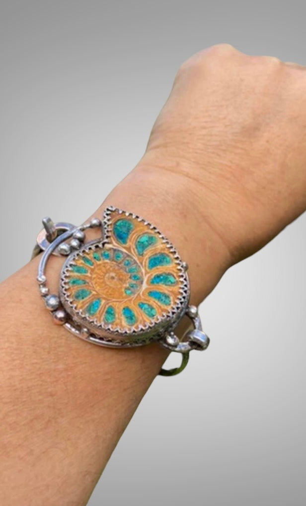 Handmade Blonde Ammonite Artisan Cuff
