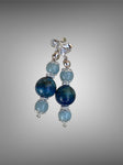 Aquamarine and Azurite Sterling Silver Earring Studs