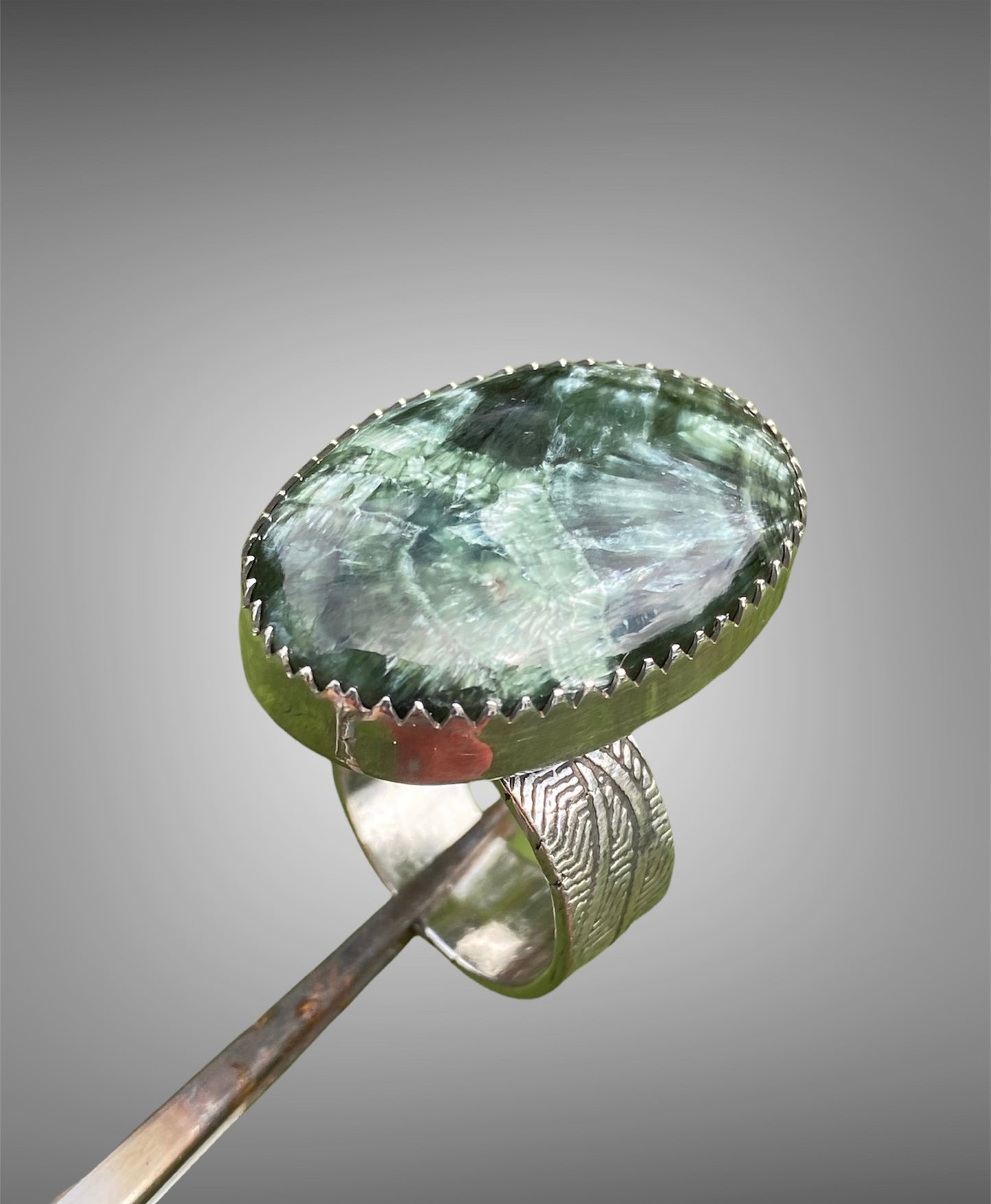 Handmade Seraphinite Crystal Gemstone Ring