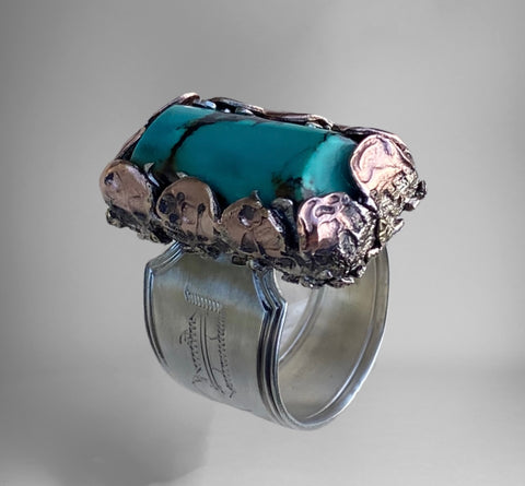 Kingman Turquoise Brutalist Ring