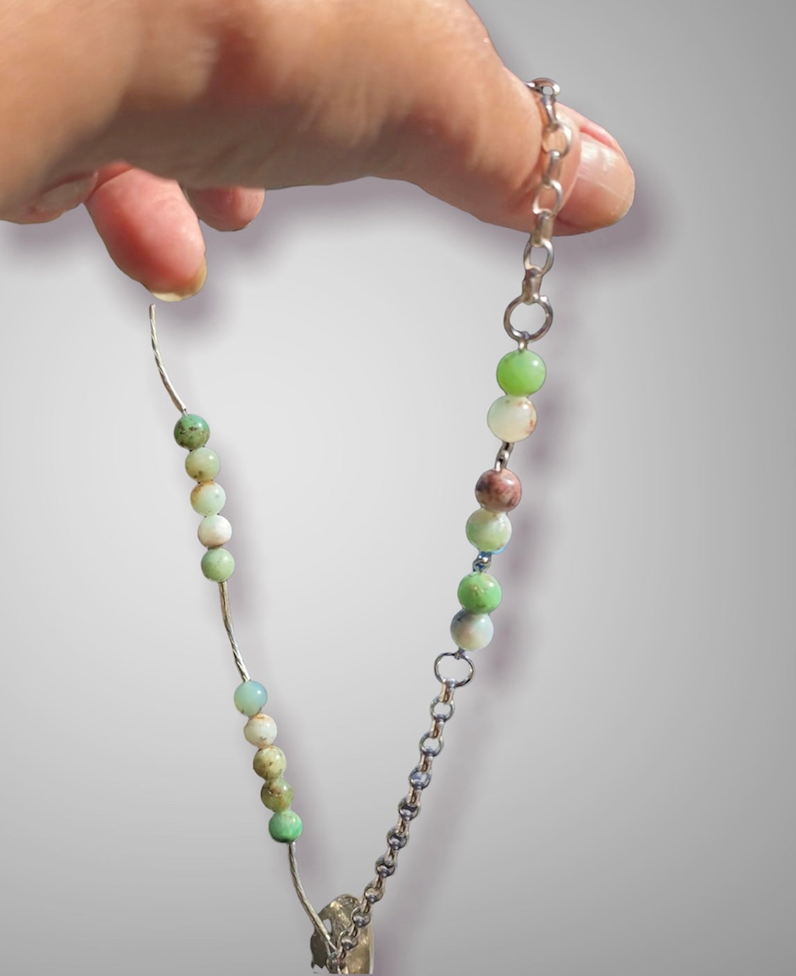 Chrysoprase and sterling silver pendant