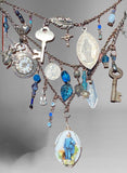 Blue Boy Altered Art Assemblage Necklace Pendant