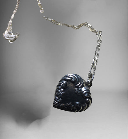Silver Floral Heart Design Pendant