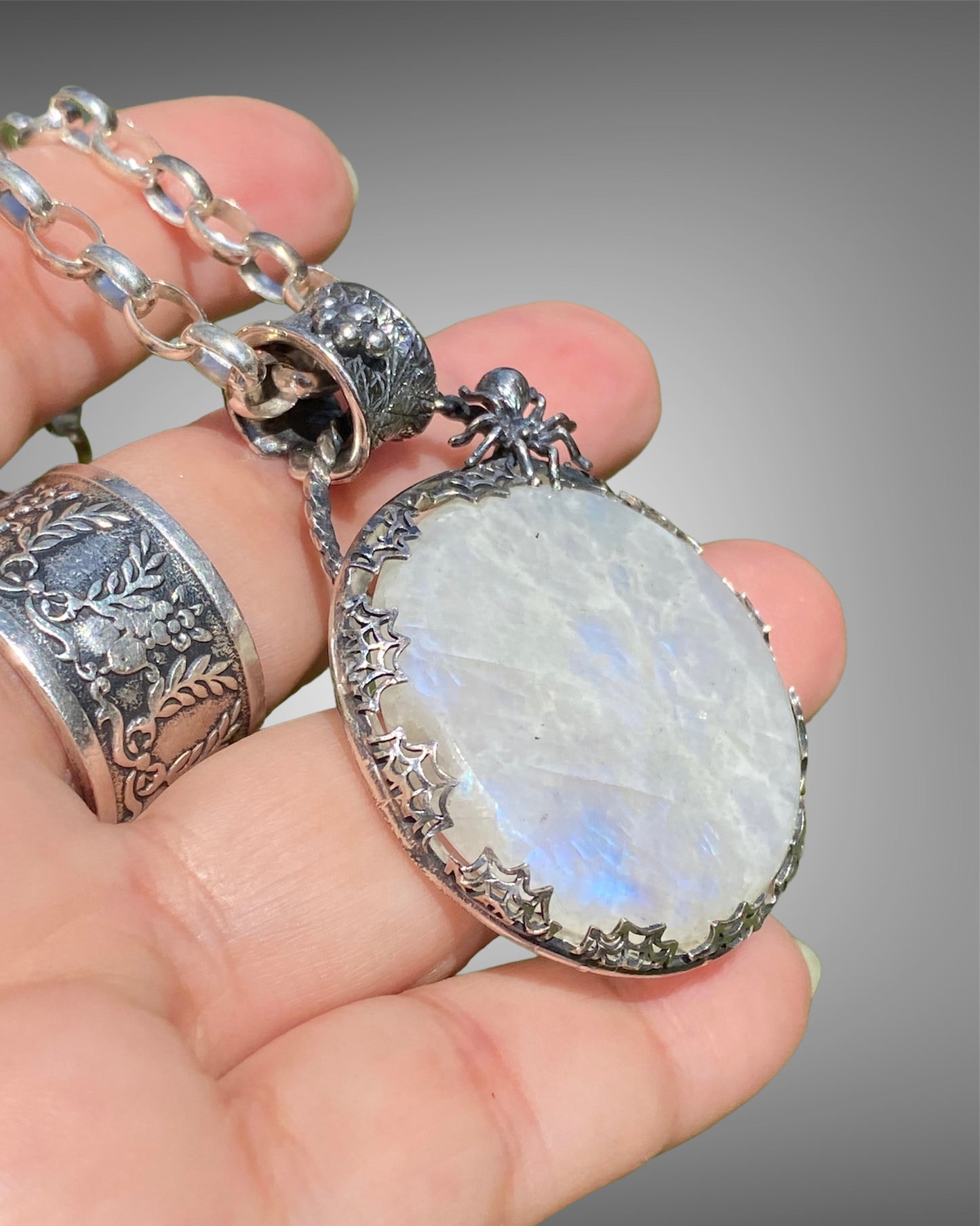 Moonstone Spider Pendant