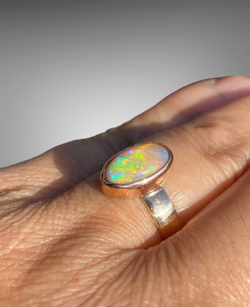 Lightning Ridge crystal opal 'Cyberpunk' design – Earthfire Jewellery