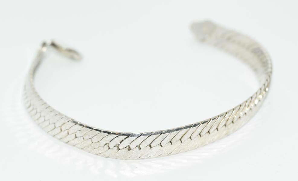 Heavy Italy Sterling 7inch Herringbone bracelet sold
