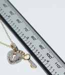 Gold Over Sterling Diamond Heart & Key Necklace