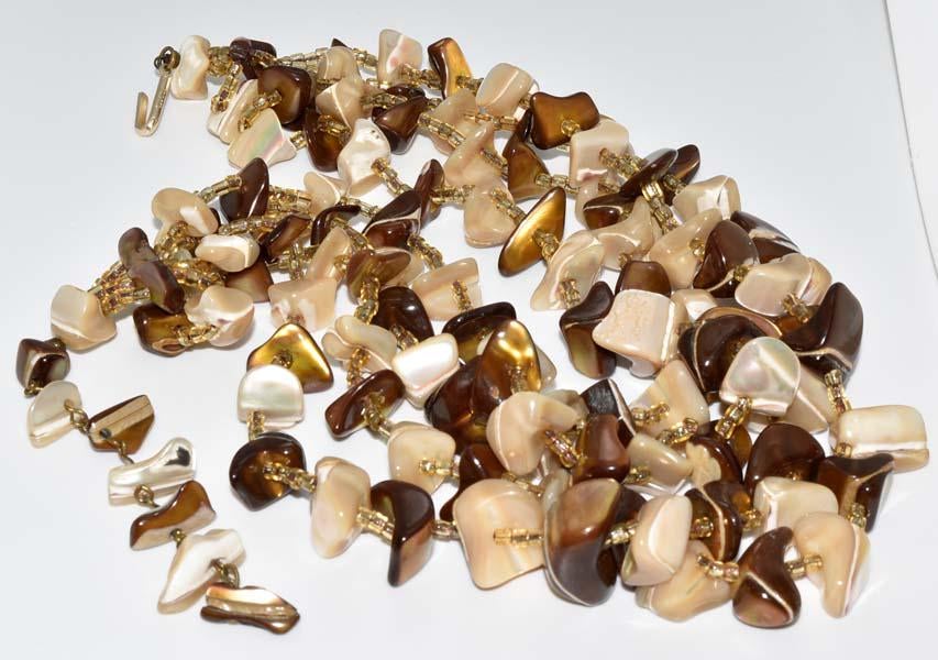 Japanese Mid Century Four Strand Shell & Bead Necklace
