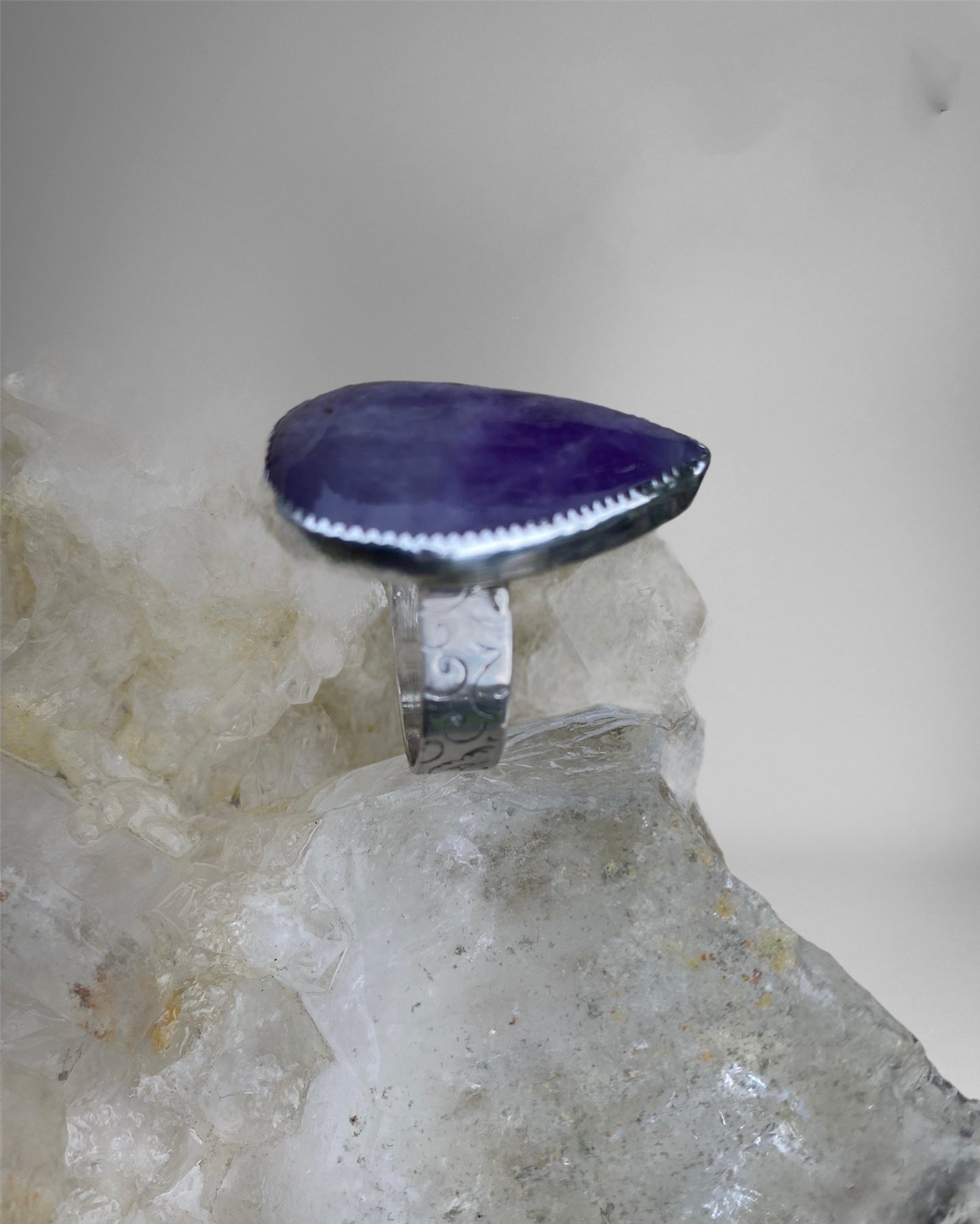 Handmade Pear Shaped Amethyst Ring
