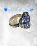 Handmade Millefiori Glass Blue Heart Ring