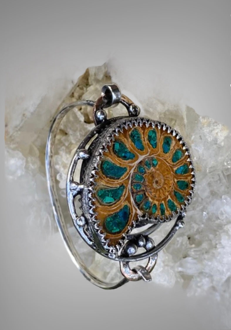 Handmade Blonde Ammonite Artisan Cuff
