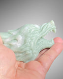 Obsidian or Jade Stone Wolf Carving