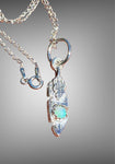 Silver Sand Cast Feather with Opal Doublet Pendant