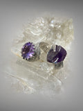 Amethyst Twist Ring with Raw and Faceted Gemstones