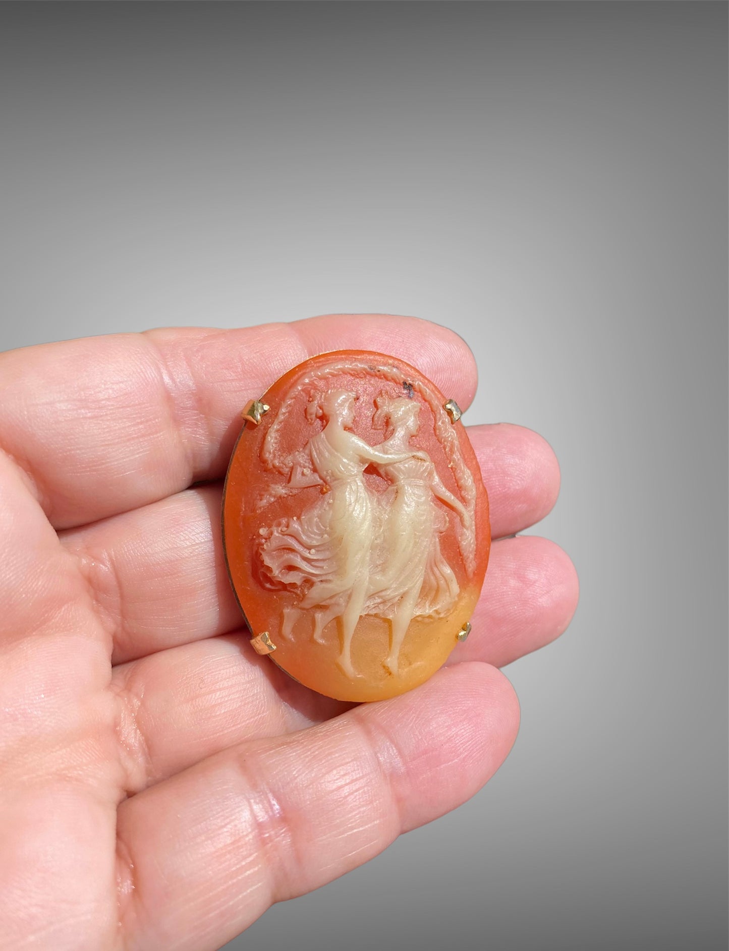 Vintage Dancing Graces Muses Cameo Brooch sold