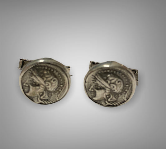 Vintage Crete Itanos Silver Coin c 320-270 AC Cufflinks