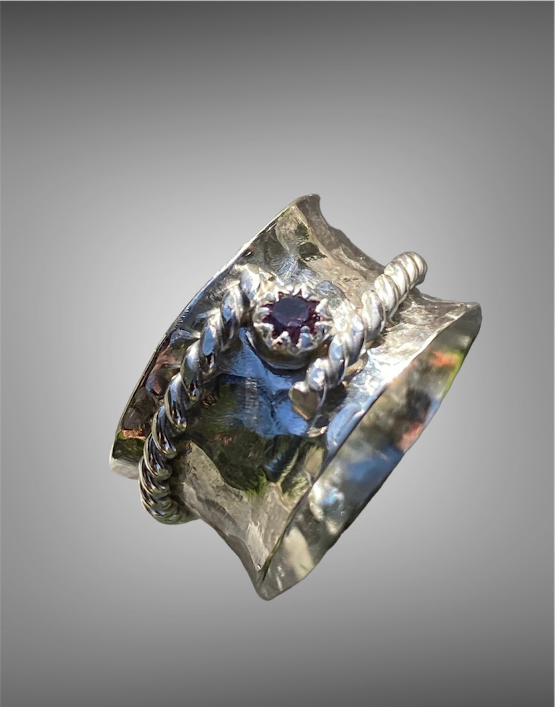 Handmade Violet Spinel Spinner Ring