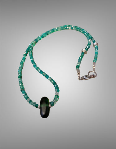 Green Onxy & Green Glass Bead Necklace
