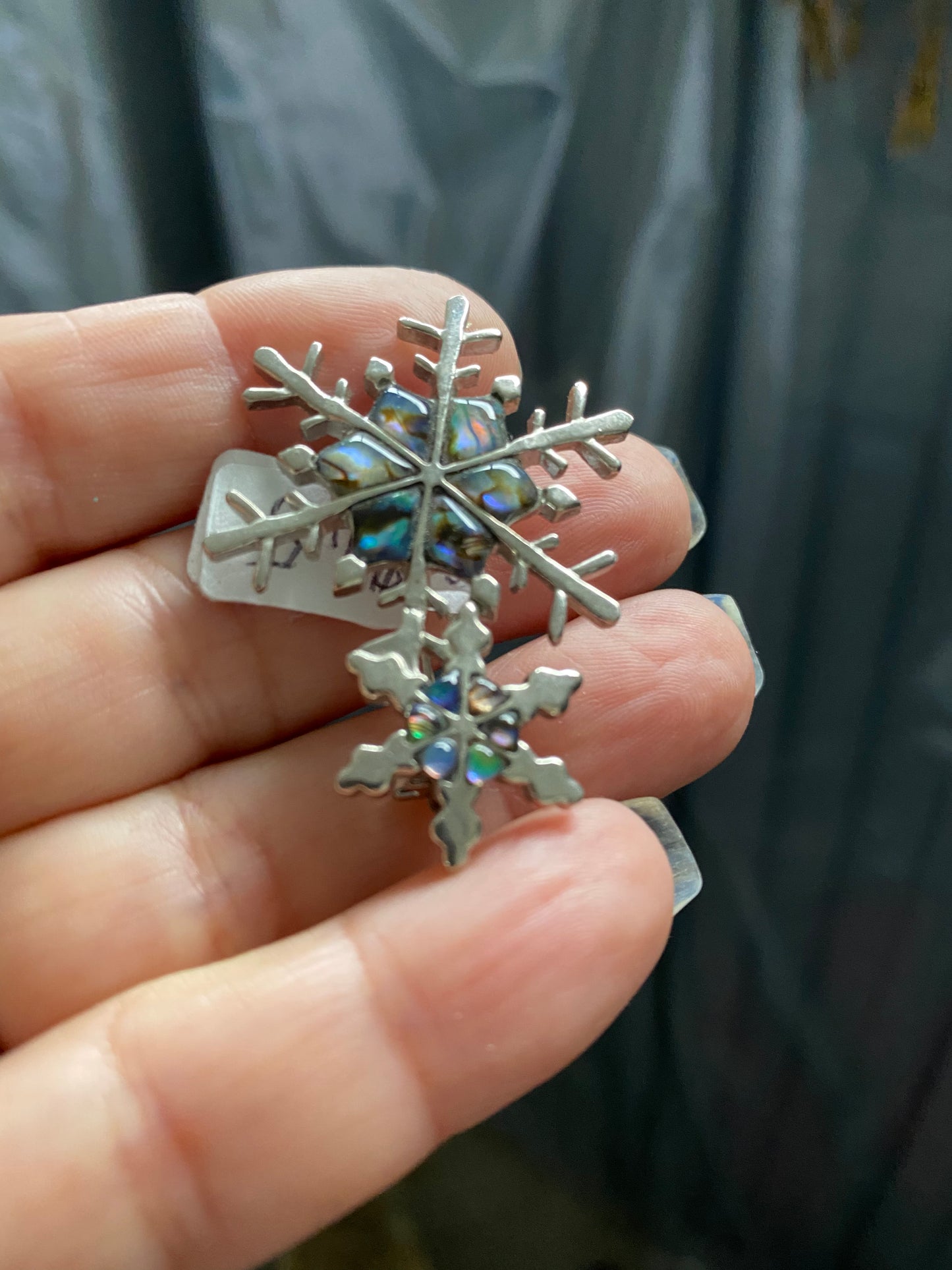Vintage Snowflake & Mother of Pearl Brooch