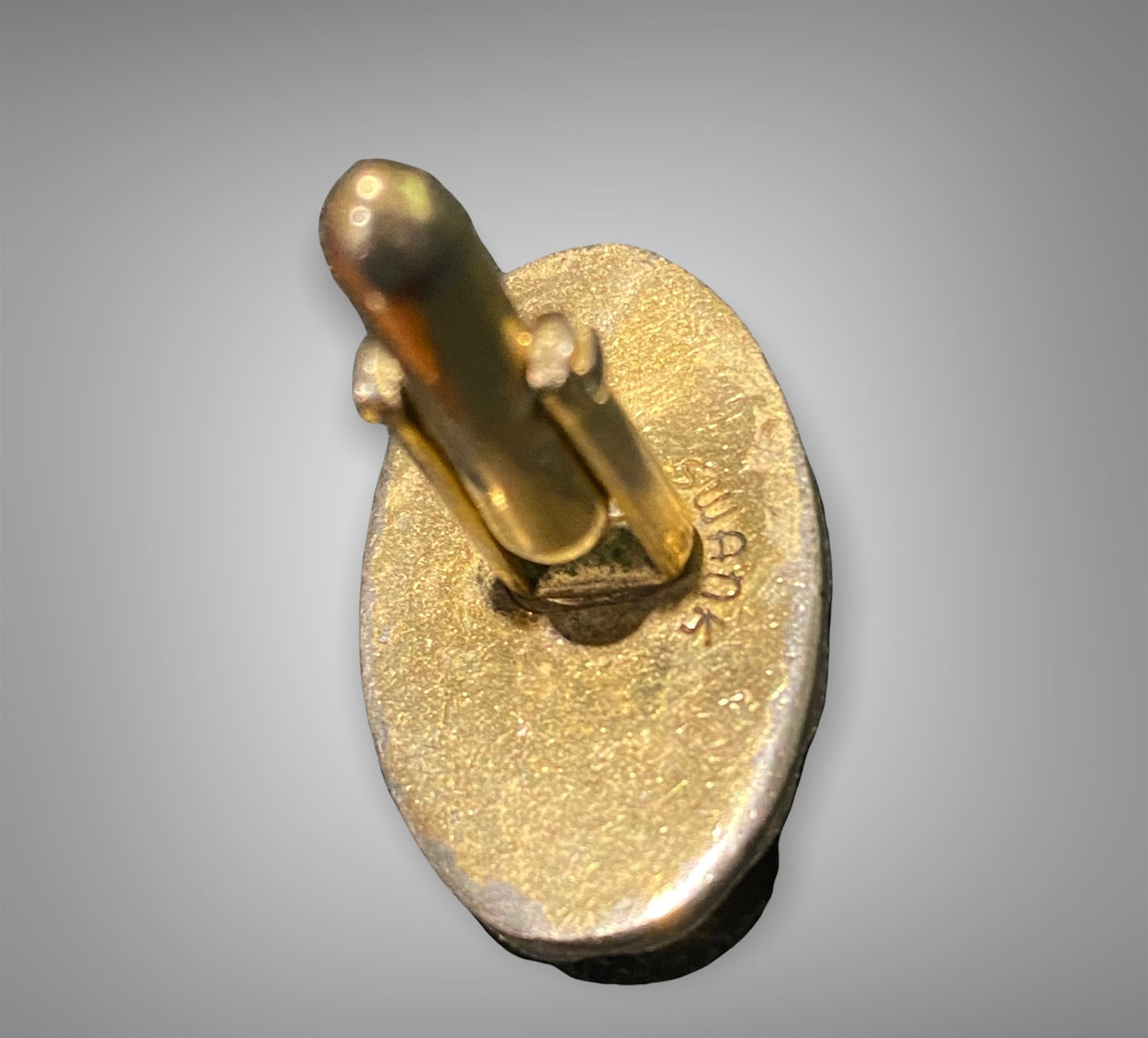 Vintage Swank Cufflinks Ornate Brushed and Polished Gold-Tone with Green Jade