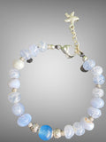 Handcrafted Blue Lace Agate and Blue Chalcedony Bracelet