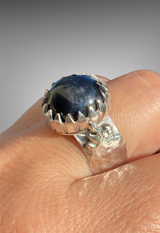Handmade Blue Tiger Eye Flame Ring