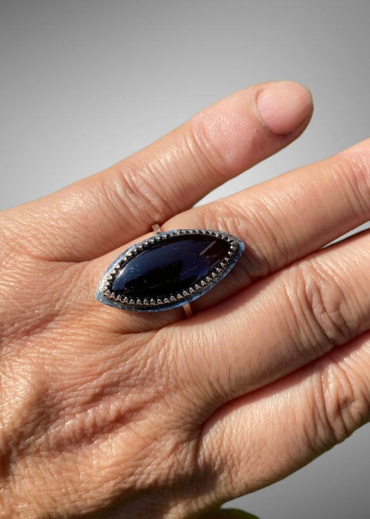 Handmade Elegant Marquise Cut Garnet Cabochon Ring