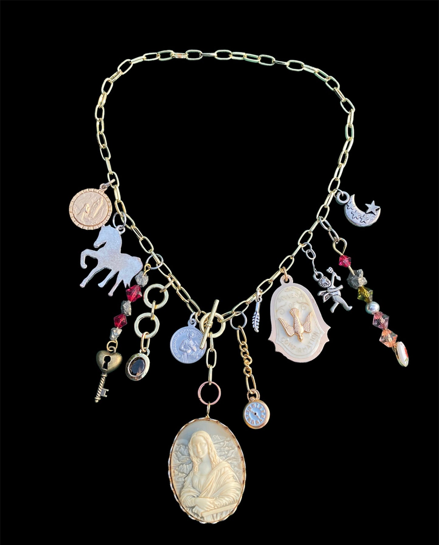 Handmade Altered Art Amalgamation Mona Lisa Necklace