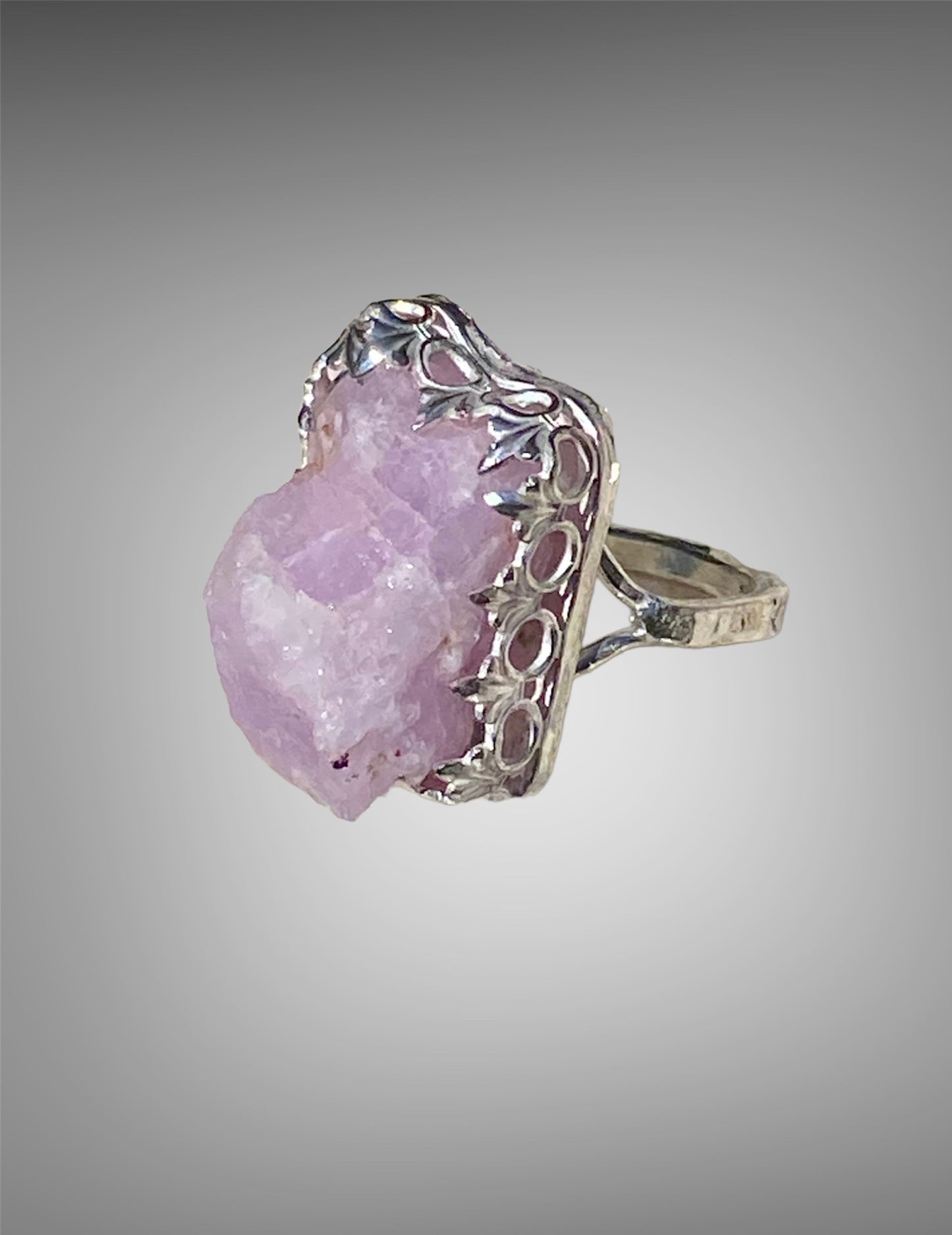 Handmade Raw Pink Kunzite Statement Ring