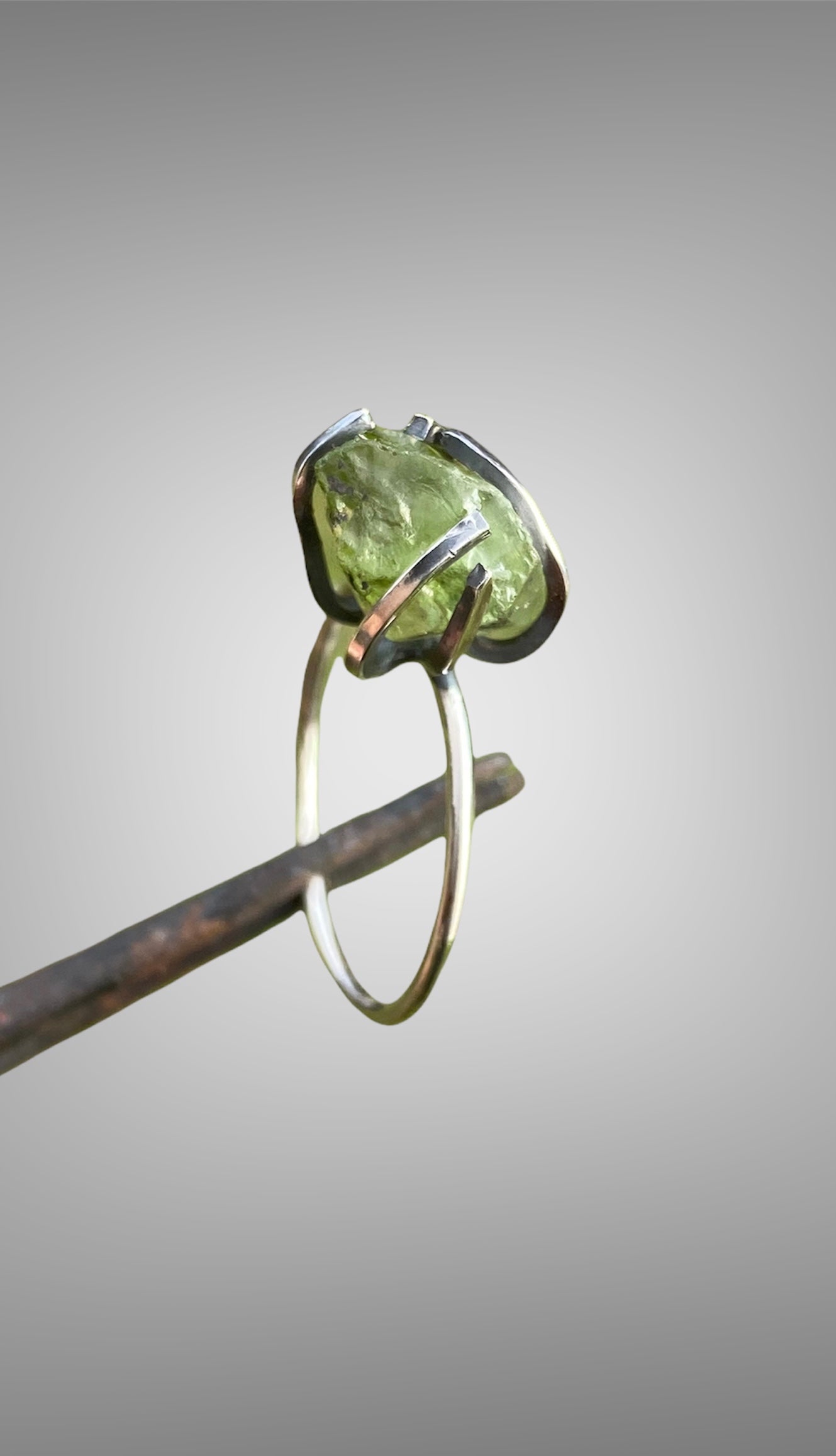 Freeform Rough Natural Peridot Ring
