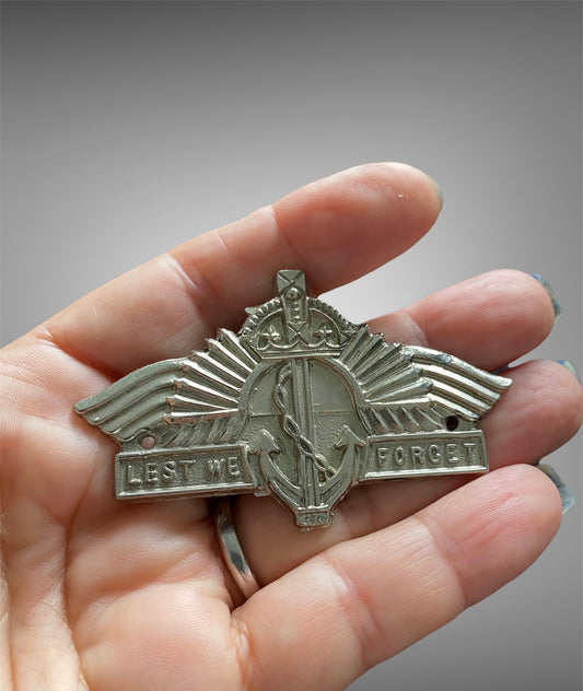 Vintage Lest We Forget Badge Shield sold