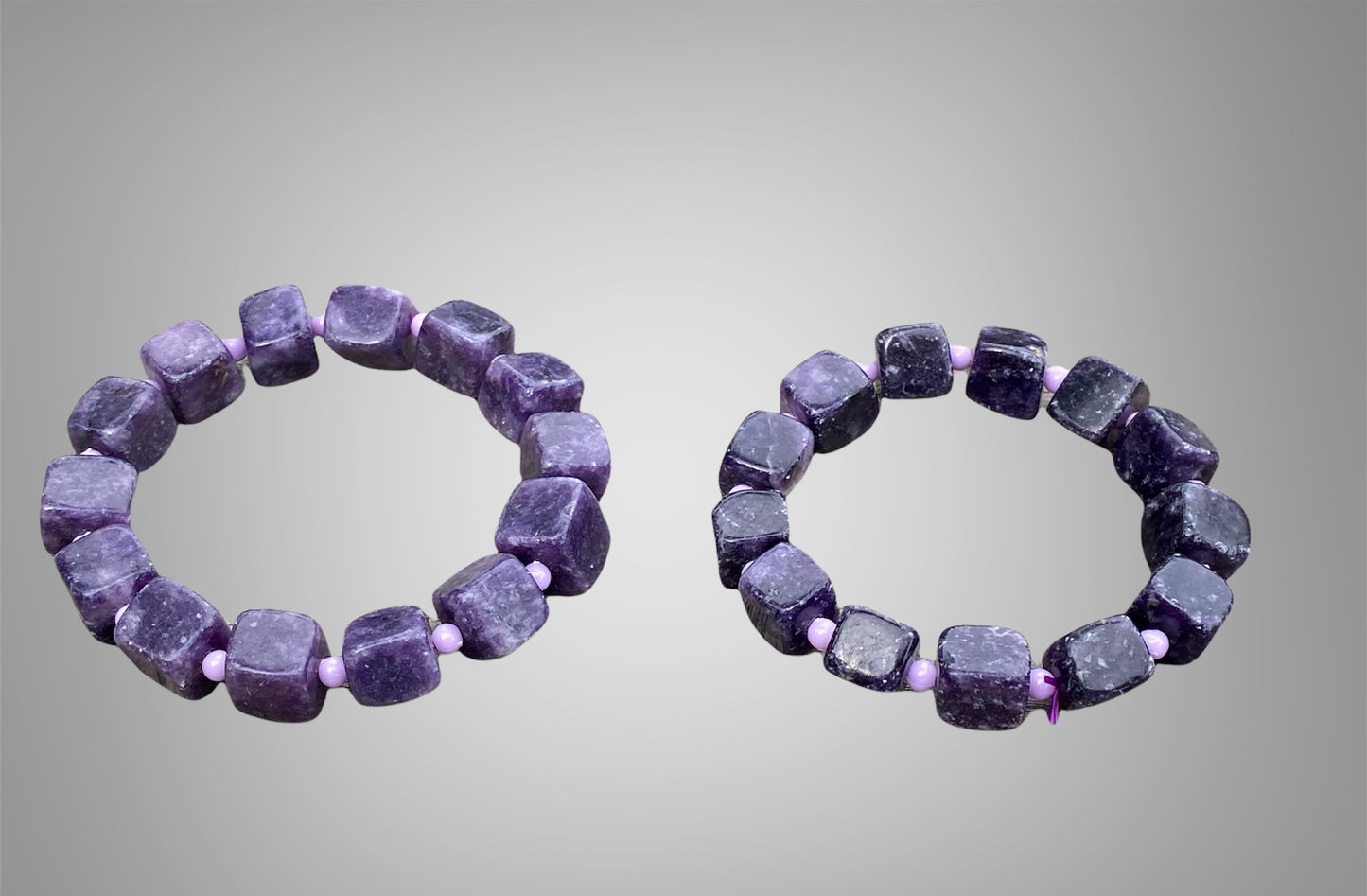 Natural Lepidolite Crystal Bead Bracelet