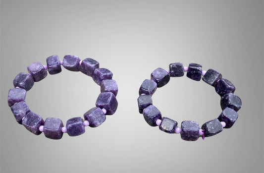 Natural Lepidolite Crystal Bead Bracelet