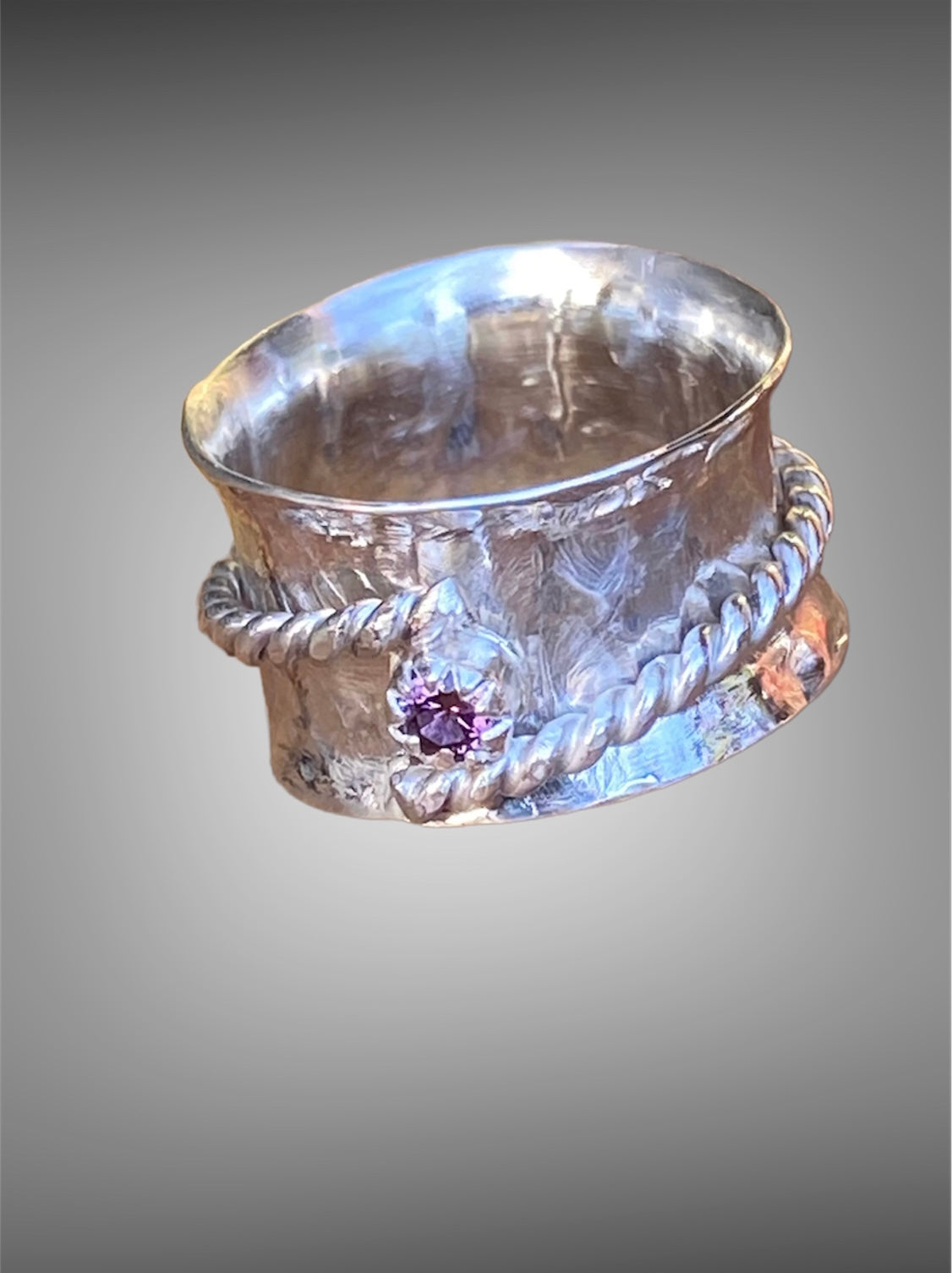 Handmade Violet Spinel Spinner Ring