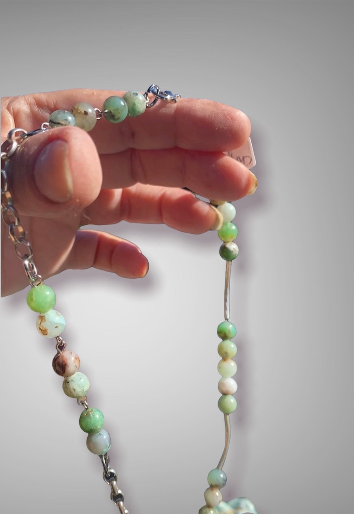 Chrysoprase and sterling silver pendant