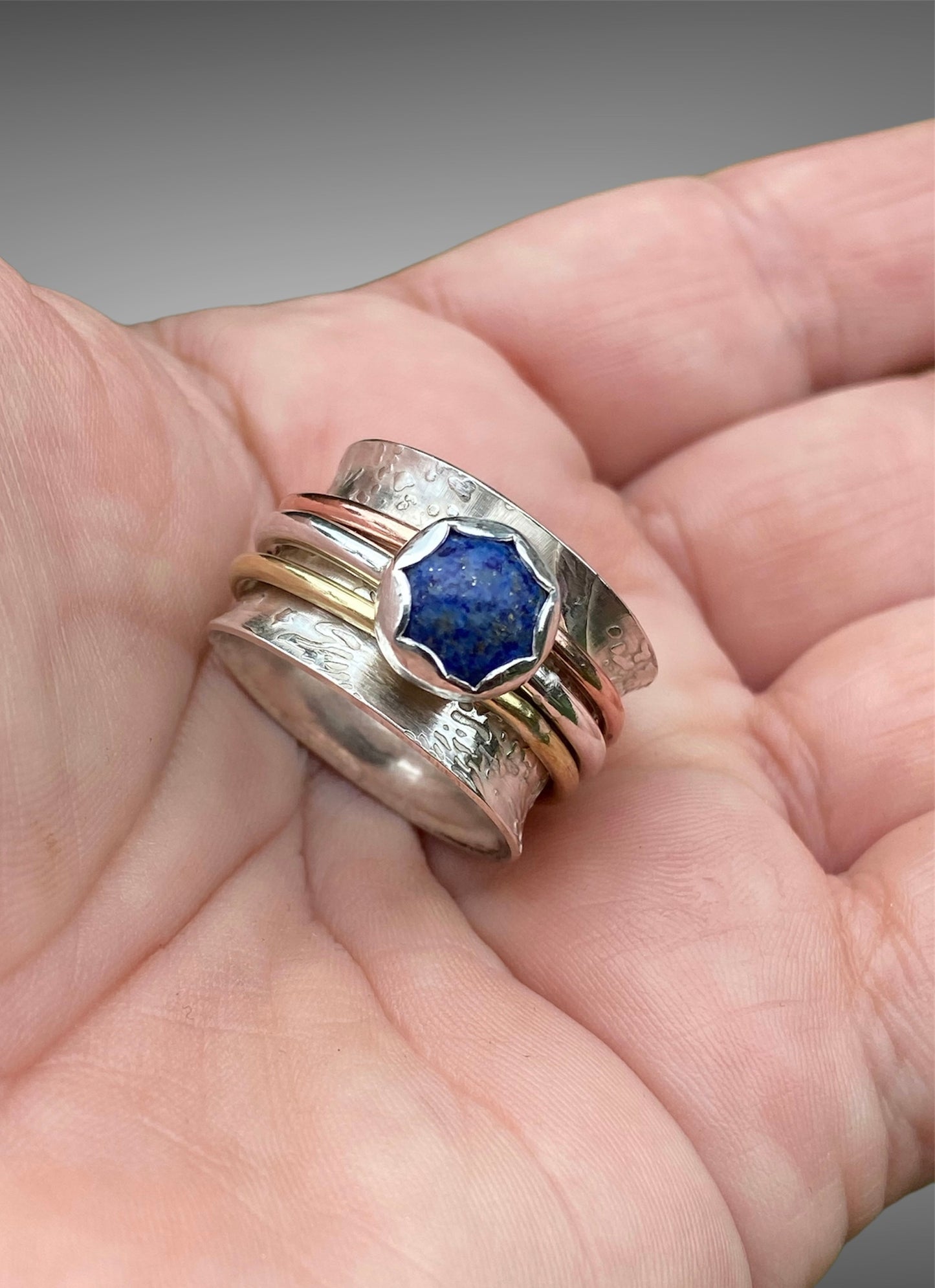 Handmade Lapis Lazuli Spinner Ring